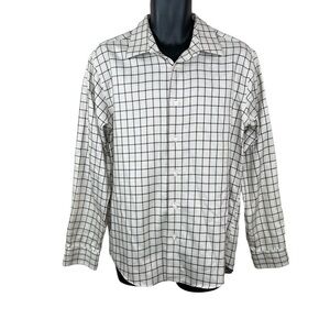 Large Egara Beige Plaid Long Sleeve Button Down Non Iron Cotton